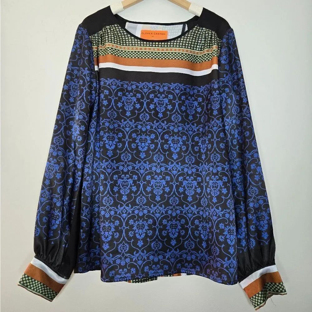 Clover Canyon Long Sleeves Floral Open Back Button Closure Blouse Small